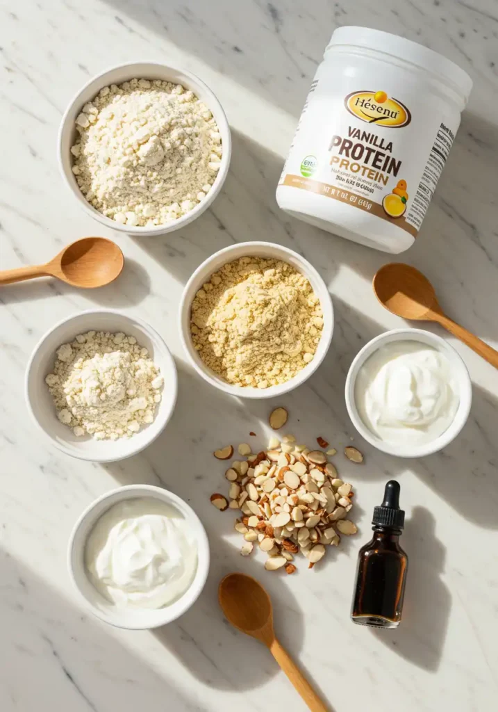 Almond croissant protein cookie ingredients layout