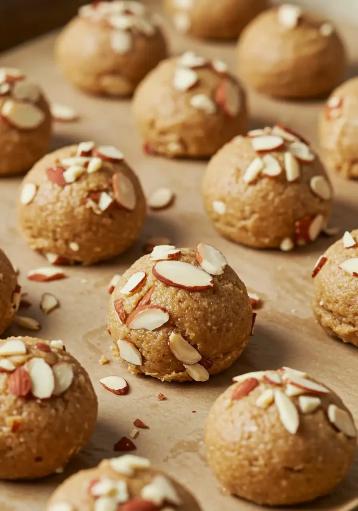 Almond croissant protein cookies ready to bake