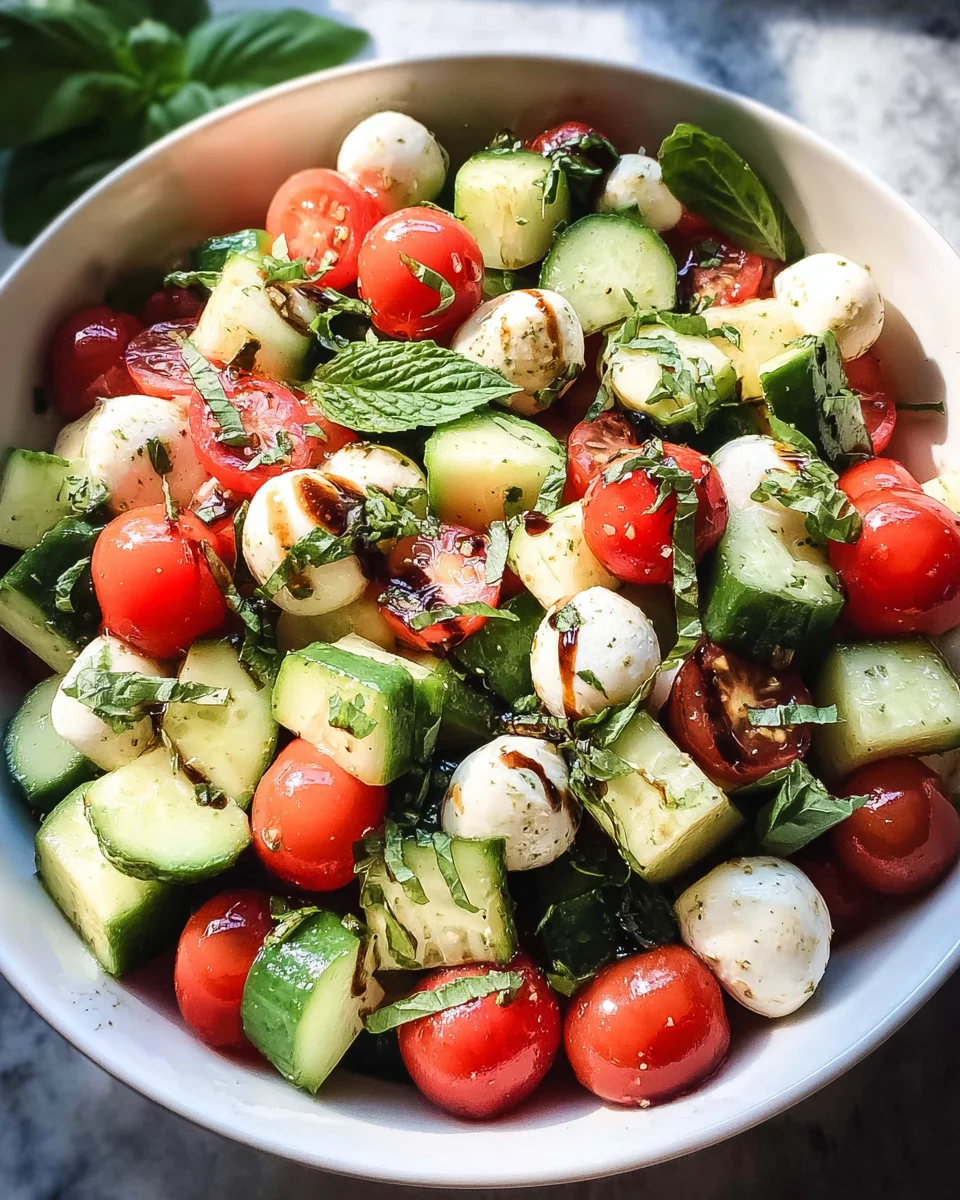 Fresh Cucumber Caprese Salad