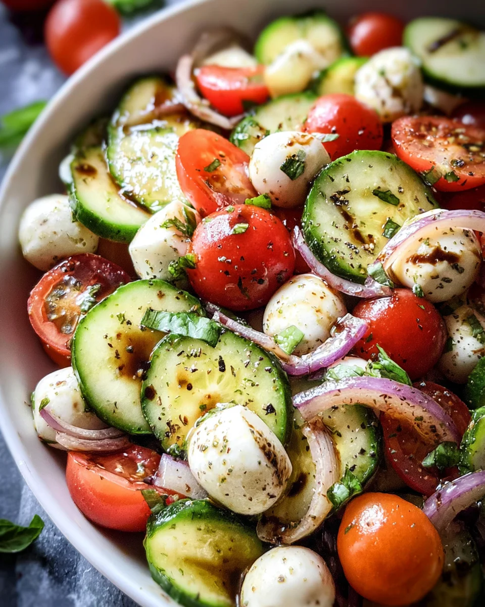 Fresh Cucumber Caprese Salad