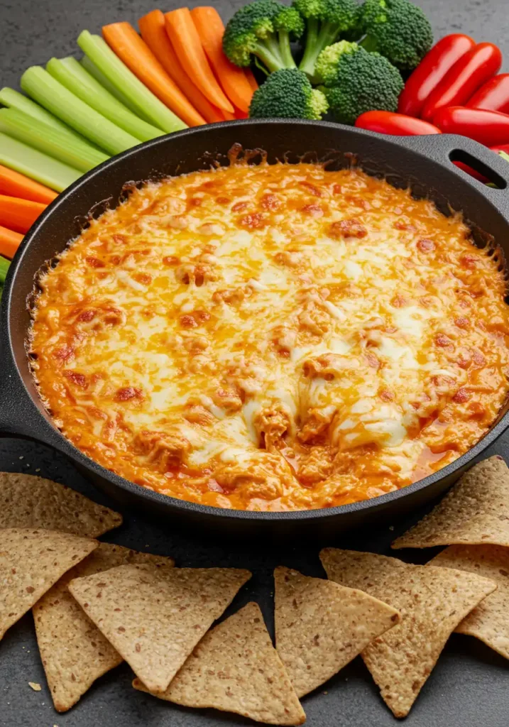 Buffalo chicken dip ready to bake