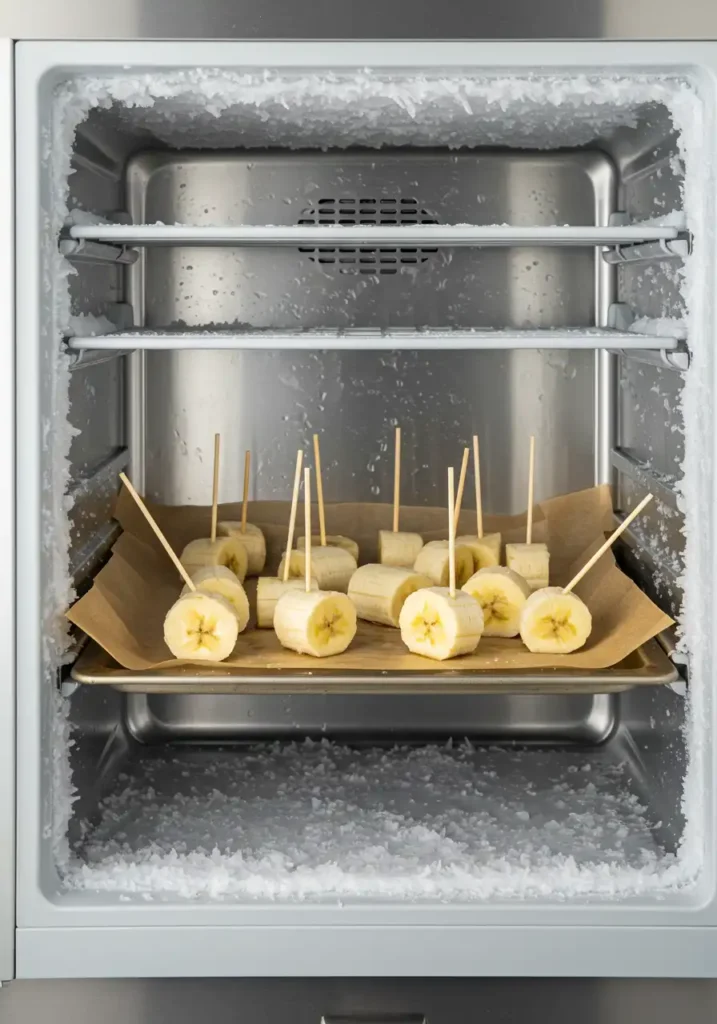 preparing frozen bananas for dipping