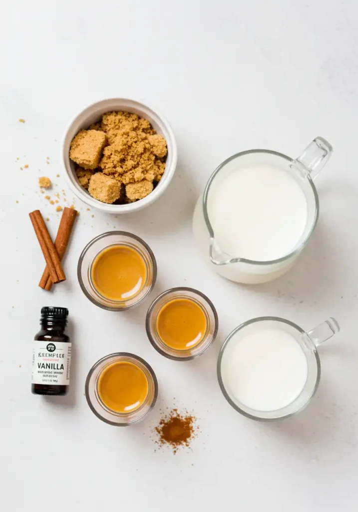 Ingredients for making a brown sugar latte