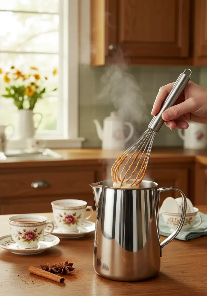 Frothing milk with brown sugar for latte