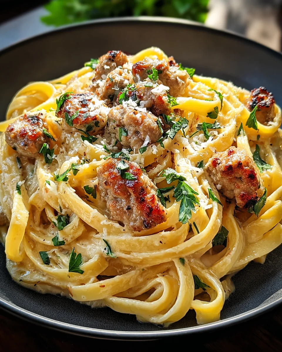 Creamy Italian Sausage Fettuccine Pasta
