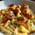 Garlic Butter Chicken Bites with Creamy Parmesan Pasta