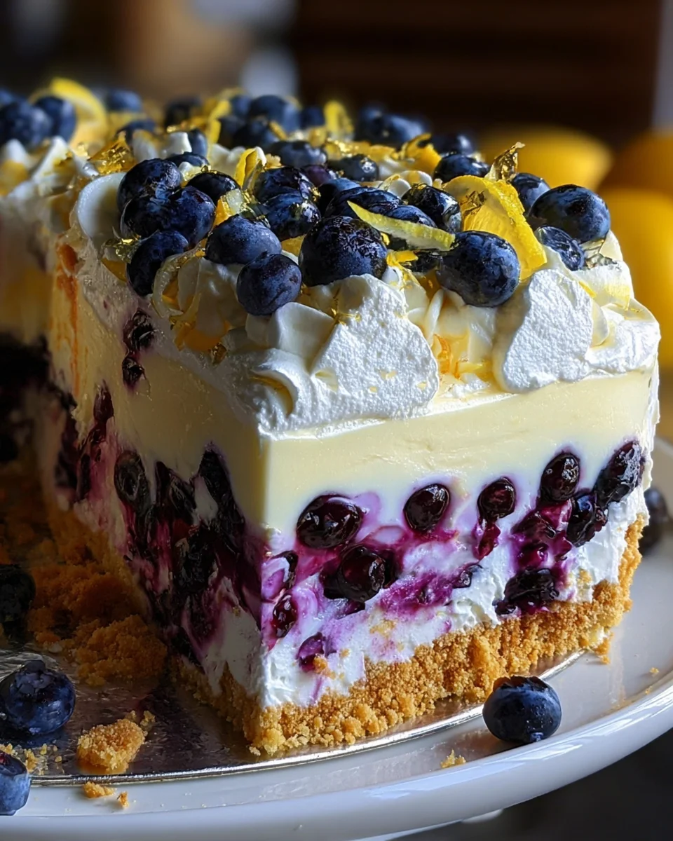 No-Bake Lemon dazzling Blueberry cream Cake