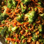 Teriyaki Ground Turkey, Broccoli and Peas