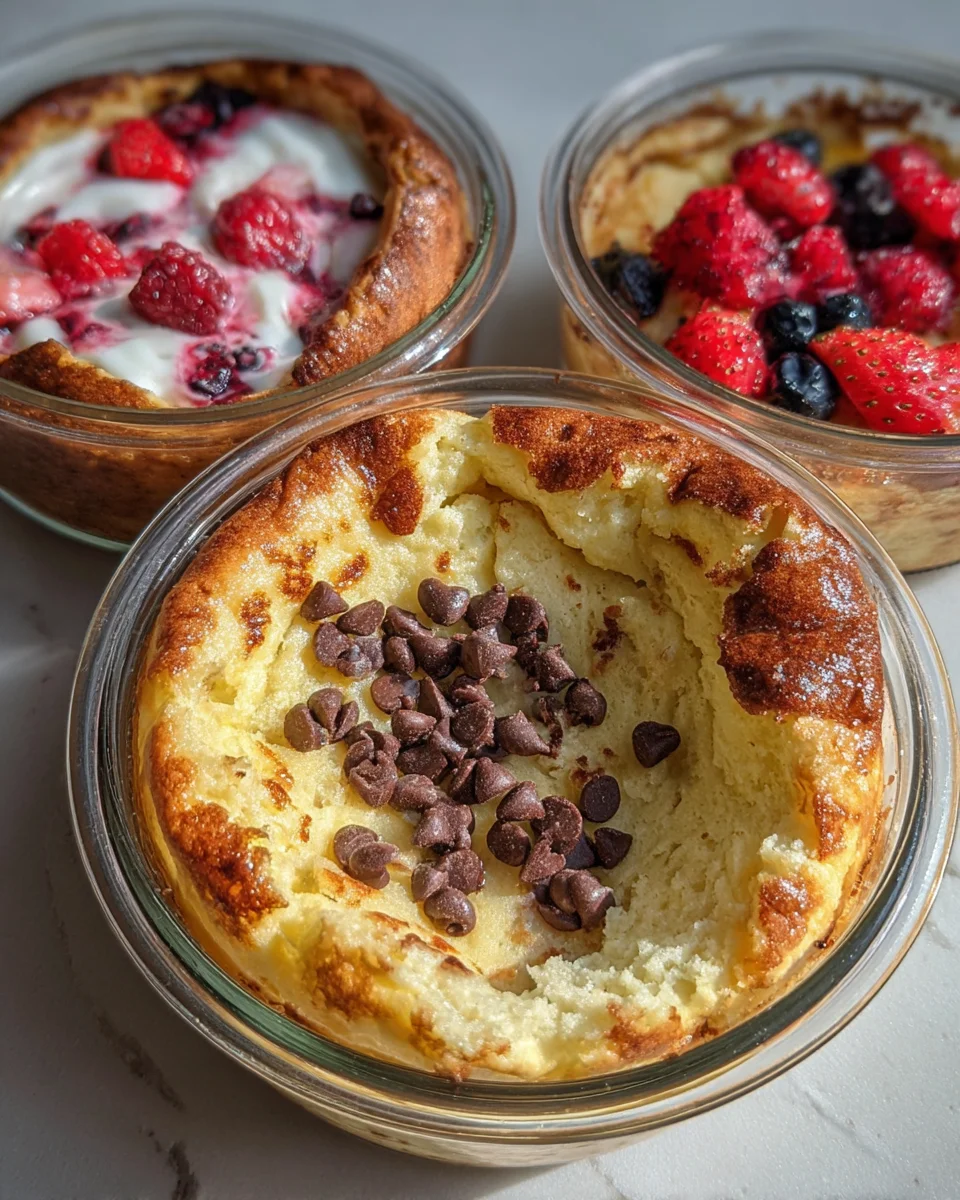 Baked Protein Pancake Bowls- great for meal prep and no banana needed!