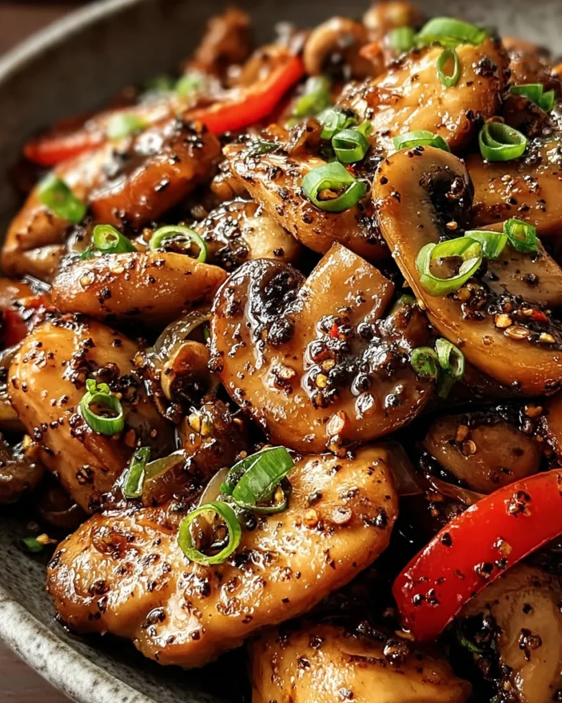 Black Pepper Chicken with Mushrooms