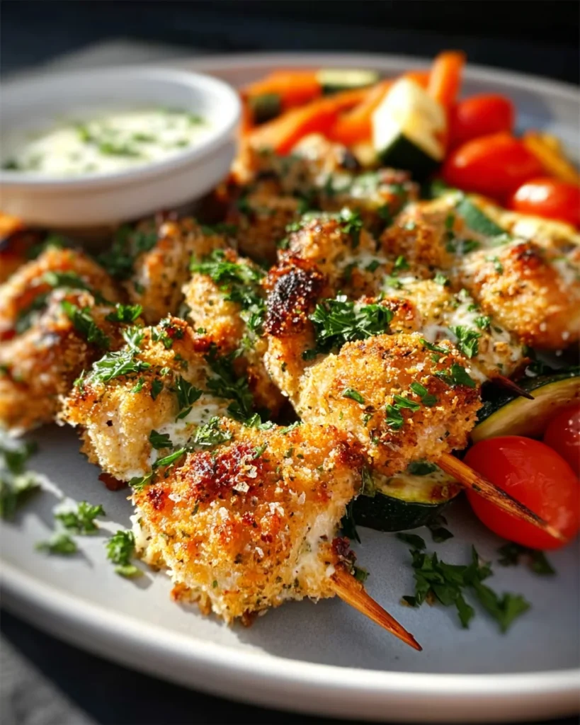 Easy Keto Garlic Parmesan Chicken Skewers Recipe