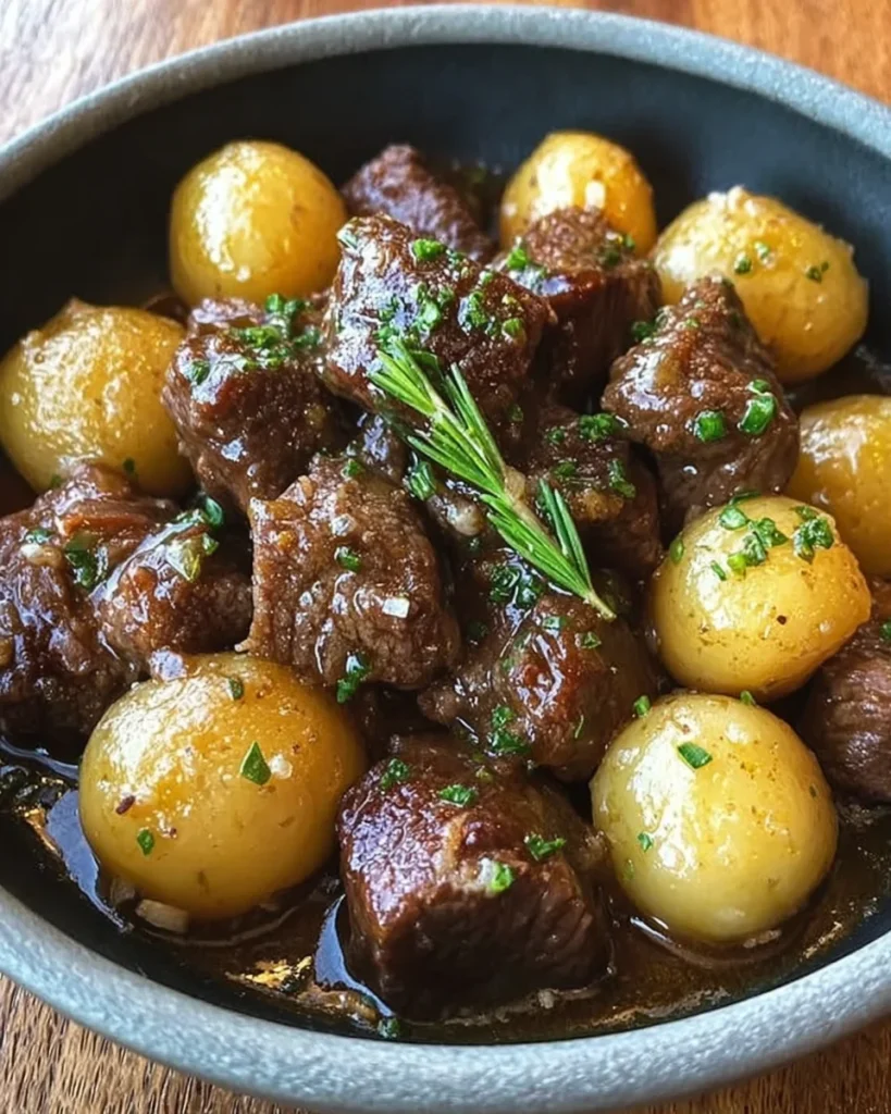 Garlic Butter Beef Bites with Potatoes