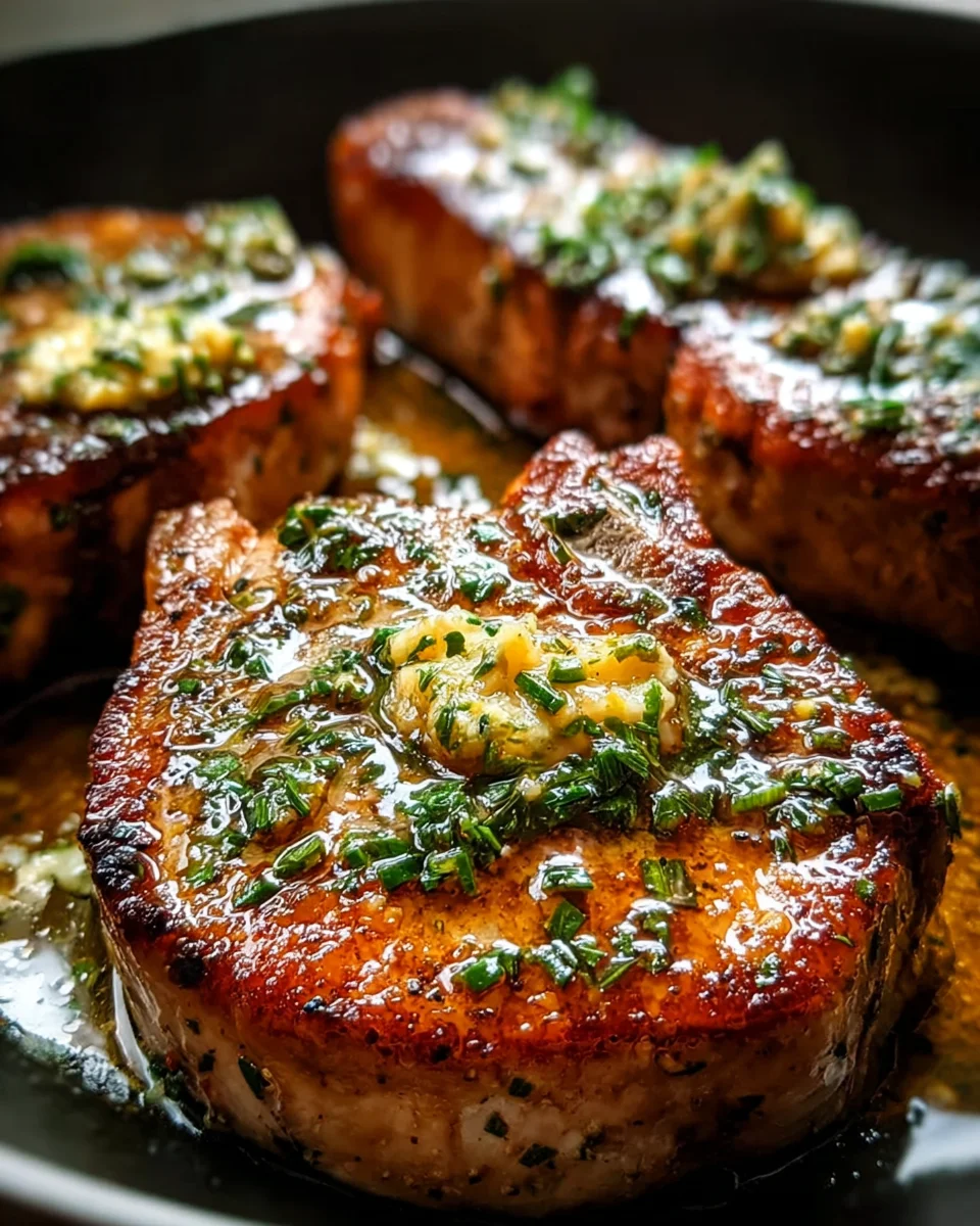 Garlic Butter Pan Seared Pork Chops