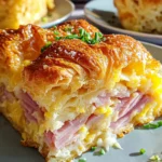 Ham and Cheese Croissant Breakfast Casserole