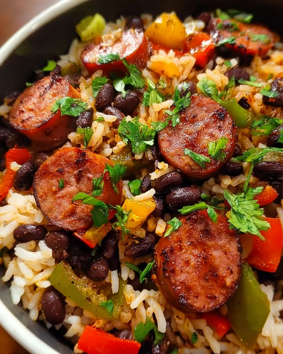 Hearty Black Beans and Rice with Sausage