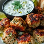 Juicy Greek Chicken Meatballs with Tzatziki