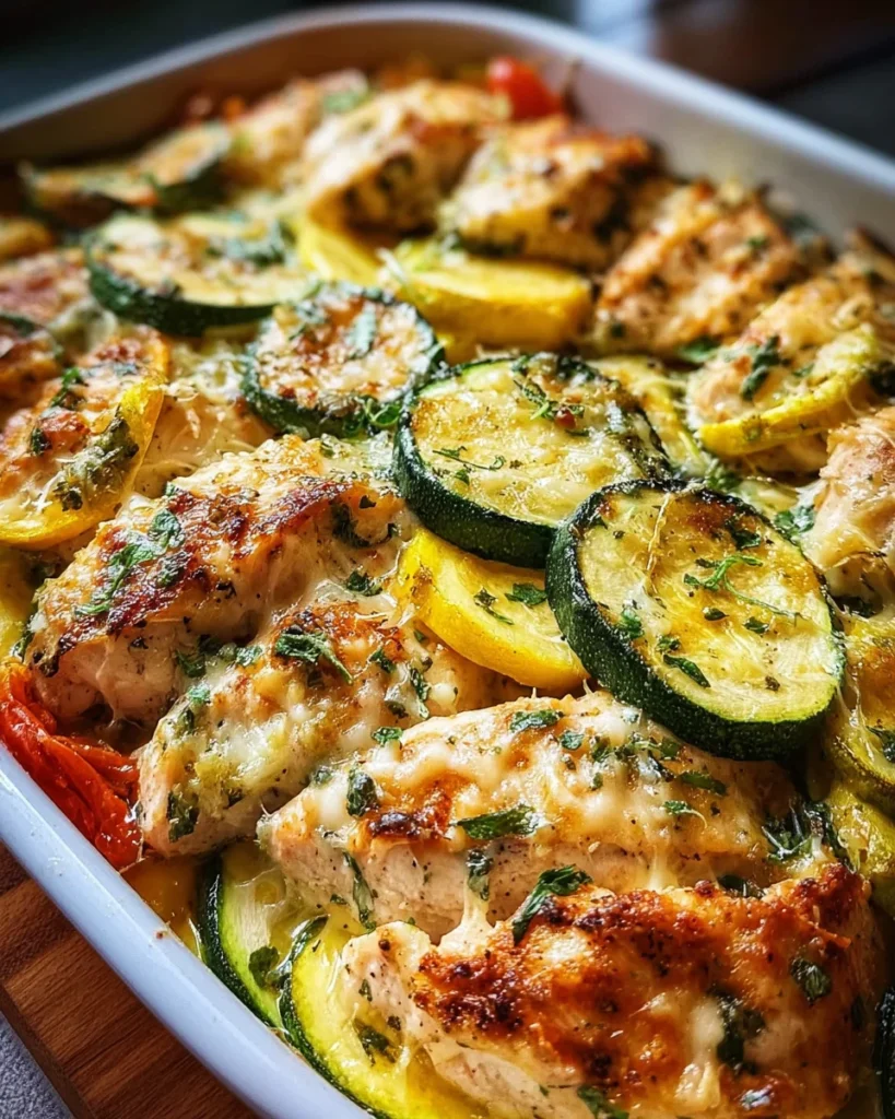 Mediterranean Chicken Zucchini Bake