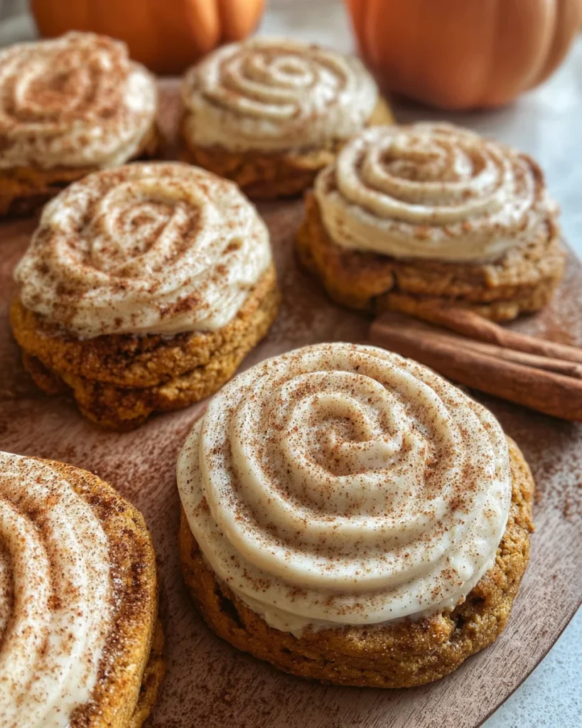 Soft Pumpkin Cookies with Cinnamon Frosting