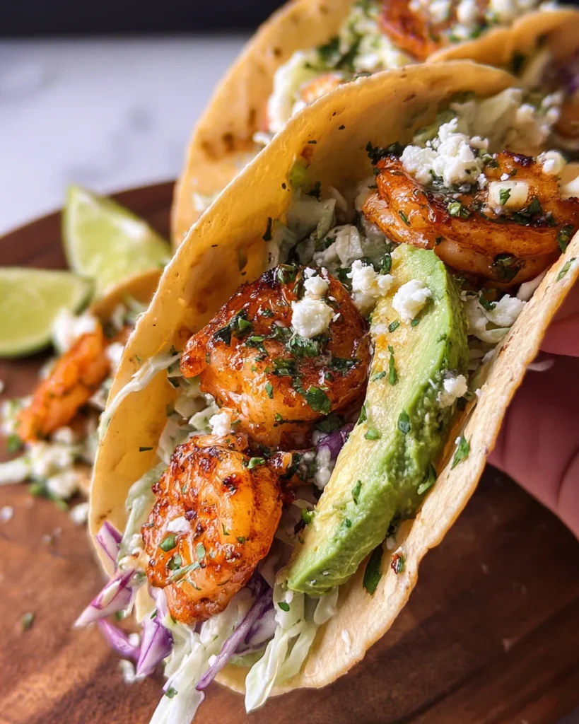 Cilantro Lime Shrimp Tacos with Creamy Slaw