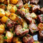 Garlic Butter Steak Bites and Potatoes