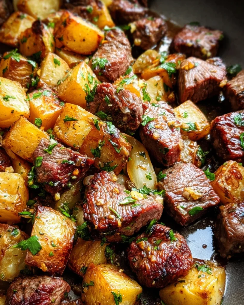 Garlic Butter Steak Bites and Potatoes