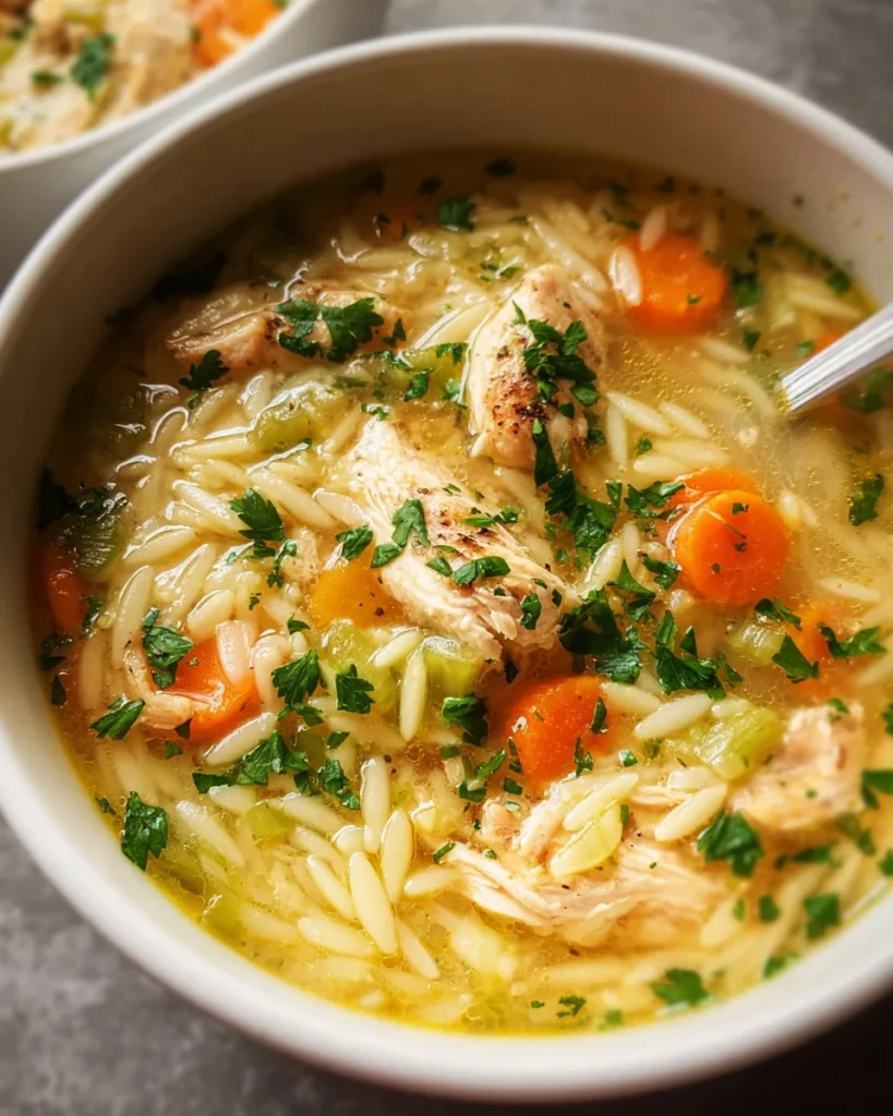 Lemon Chicken Orzo Soup