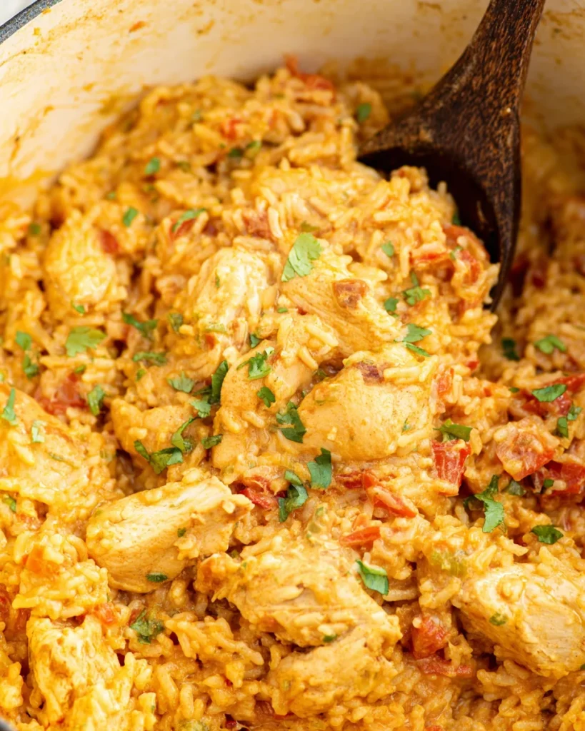 One Pot Queso Chicken and Rice
