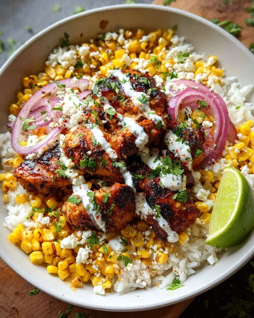 Street Corn Chicken Rice Bowl