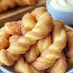 Air Fryer Cinnamon Sugar Twists With Cream Cheese Dip