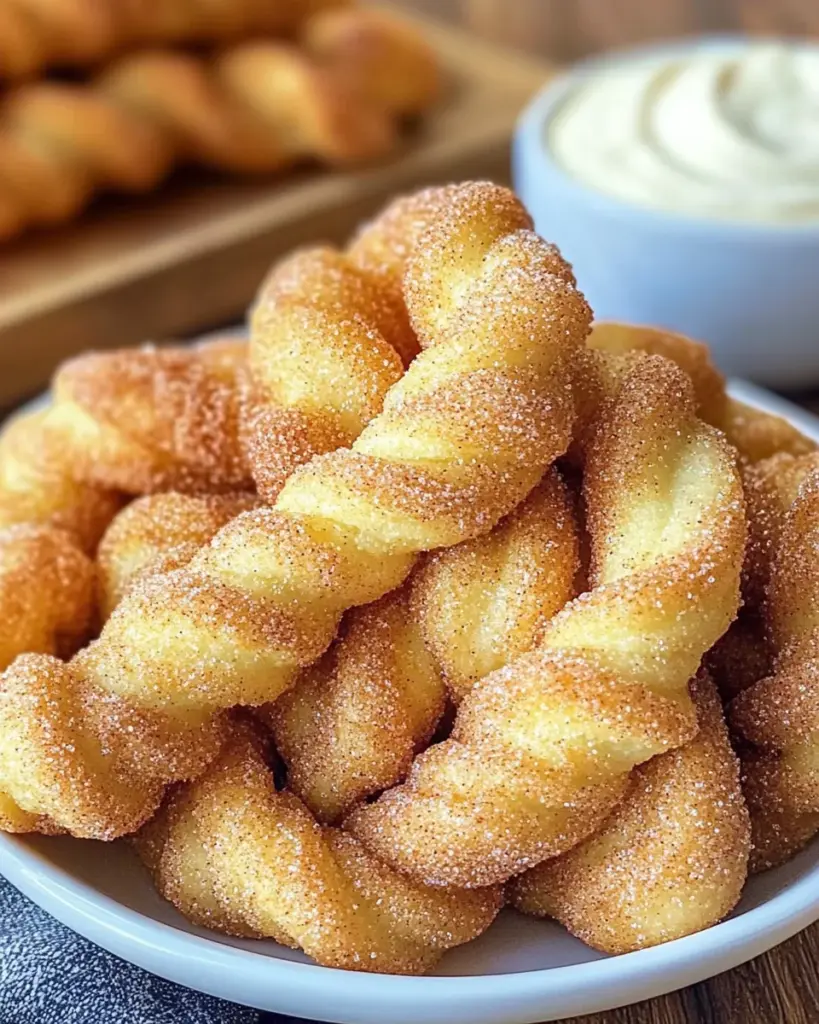 Air Fryer Cinnamon Sugar Twists With Cream Cheese Dip