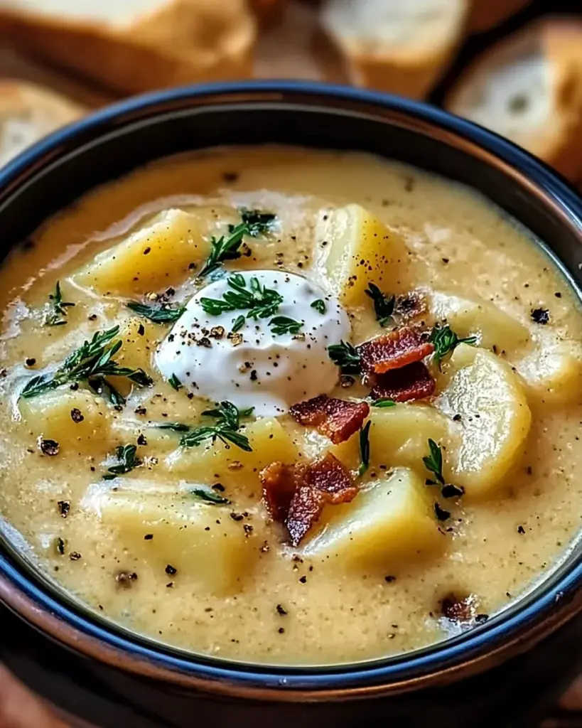 Hearty Cheddar Garlic Herb Potato Soup Recipe